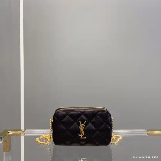 Tony Luxuries BECKY DOUBLE-ZIP LAMBSKIN IN QUILTED YSL POUCH 0611